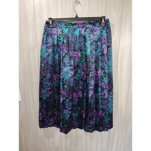 Vintage 80s Koret Rainbow Roses Midi Skirt Beautiful Feminine Size 12